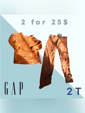 🌙 2/25$ 🇺🇸👍*GUC* GAP |2T| Toddler PJ - Bananas